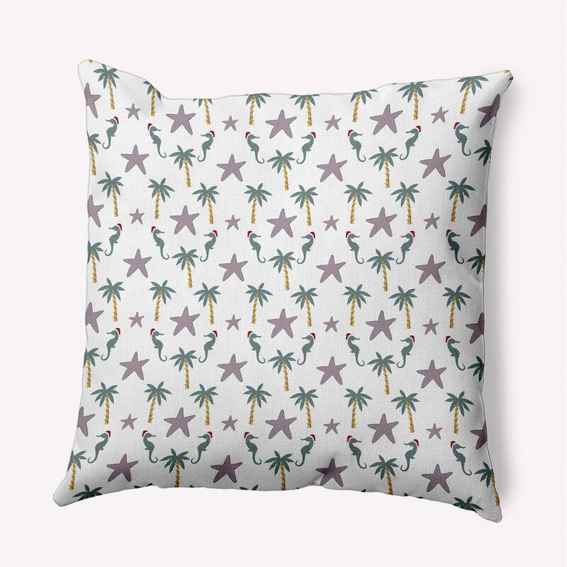 Christmas Beach Pattern Accent Pillow - 18" x 18" - Light Purple