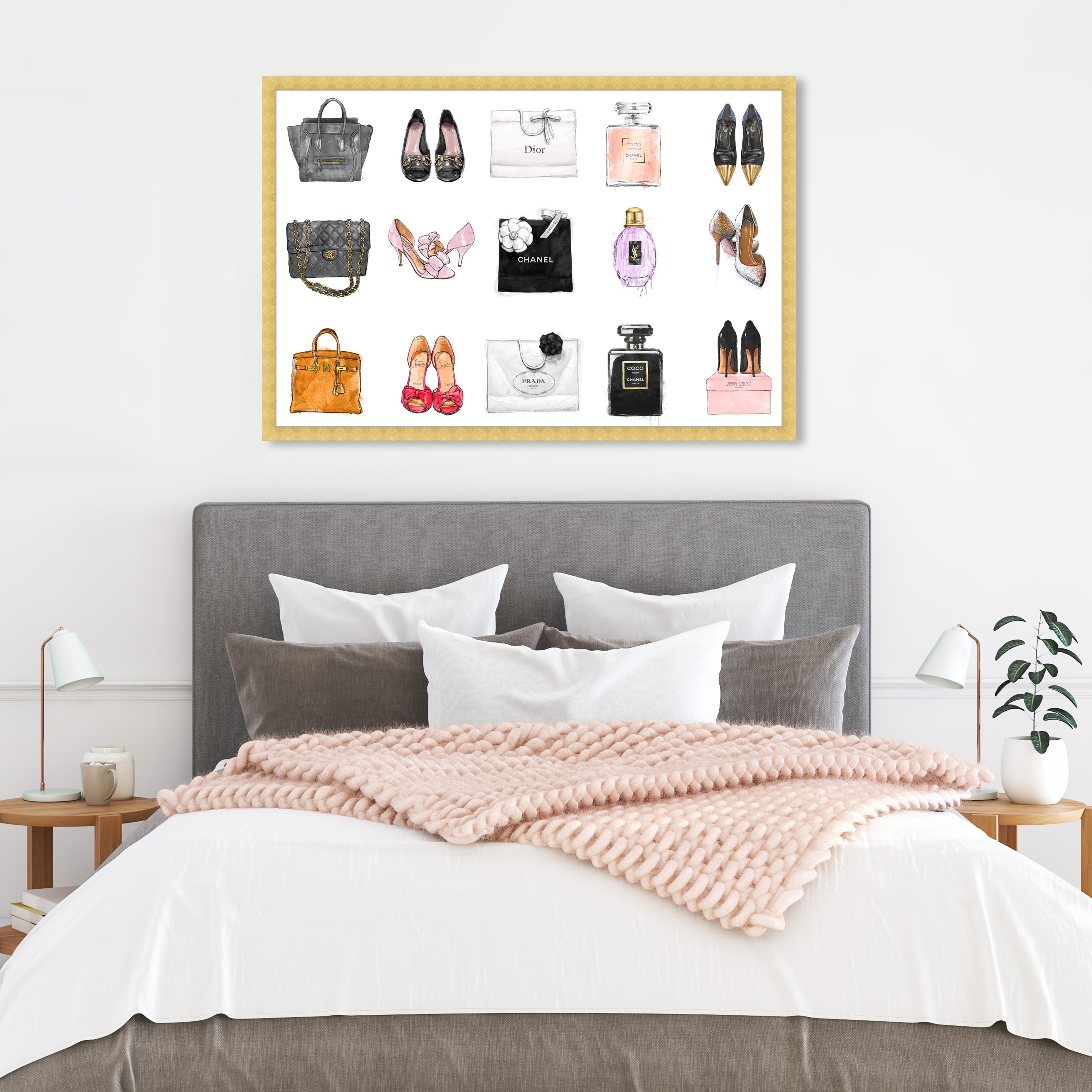 Oliver Gal 'Clear Fashion Thoughts Night' Fashion and Glam Framed Wall Art  Prints Shoes - Black, Gold - Bed Bath & Beyond - 31288720