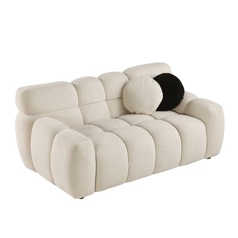Wayna Modern Square Sofa, Sherpa Thick Cushion Double Sofa