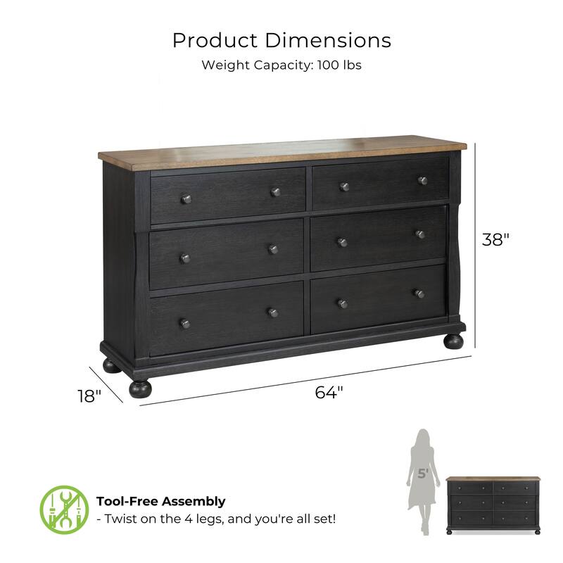 Furniture of America Lucan 3-Piece Farmhouse Black Dresser and 2 Nightstand Bedroom Set