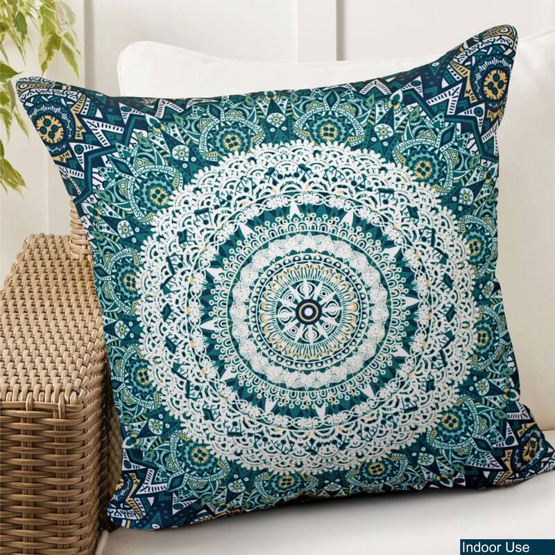 Decorative Indoor/Outdoor Weatherproof Lumbar Throw Pillows with Inserts (Set of 2) -12x20 - 18x18 Inches