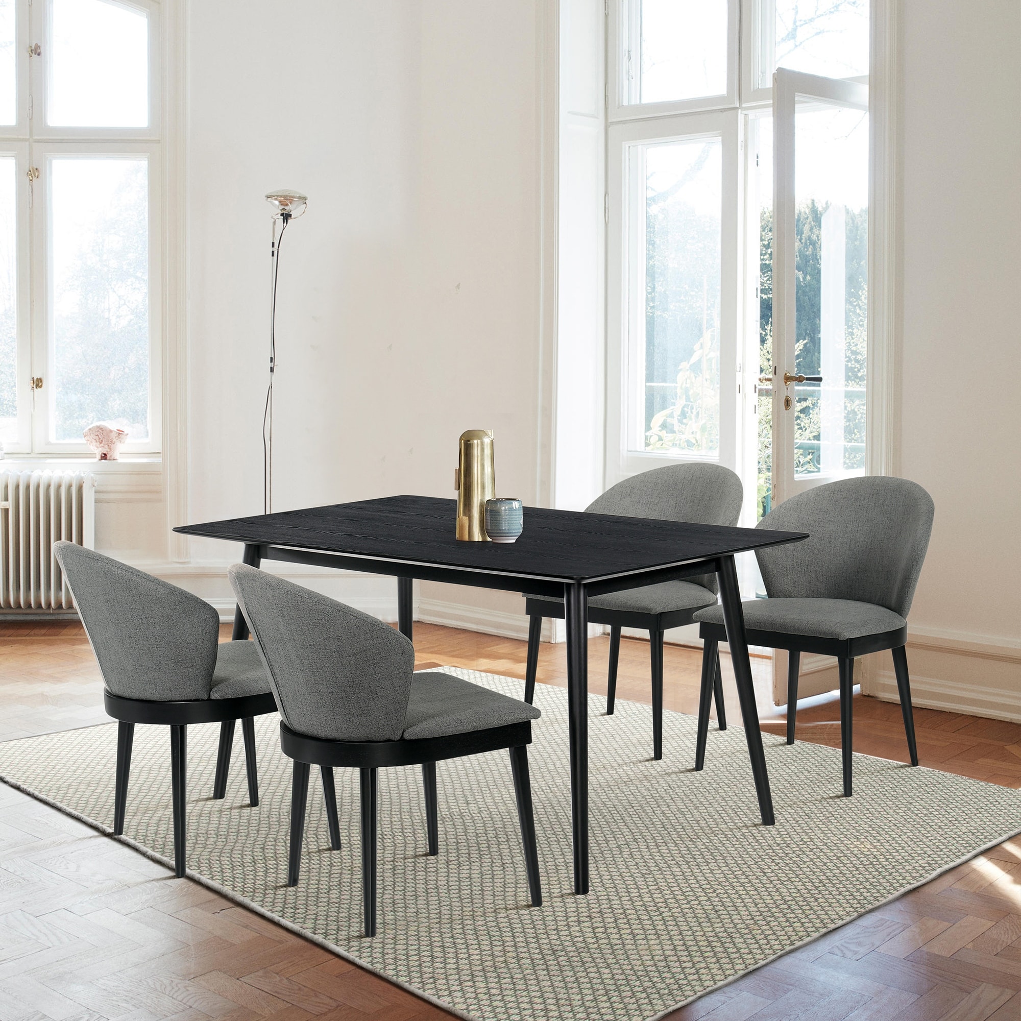 Westmont Juno Black or Walnut Wood 5 Piece Dining Set
