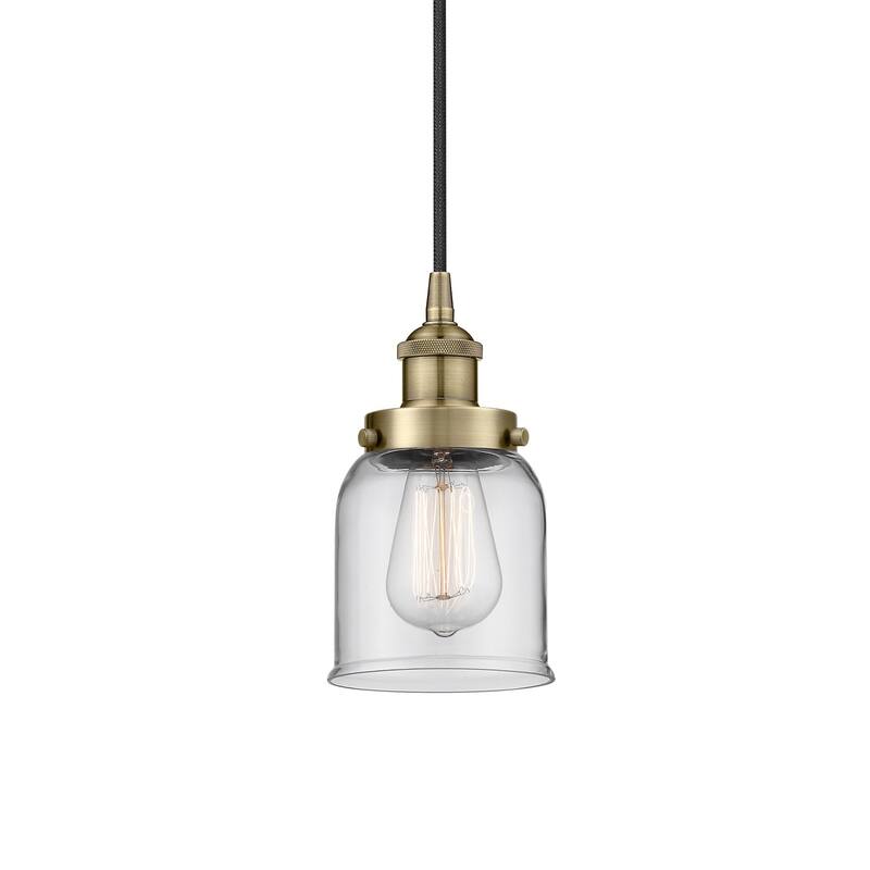 Innovations Lighting 616-1PH-10-5 Bell Pendant Bell 5" Wide Mini - Antique Brass / Clear