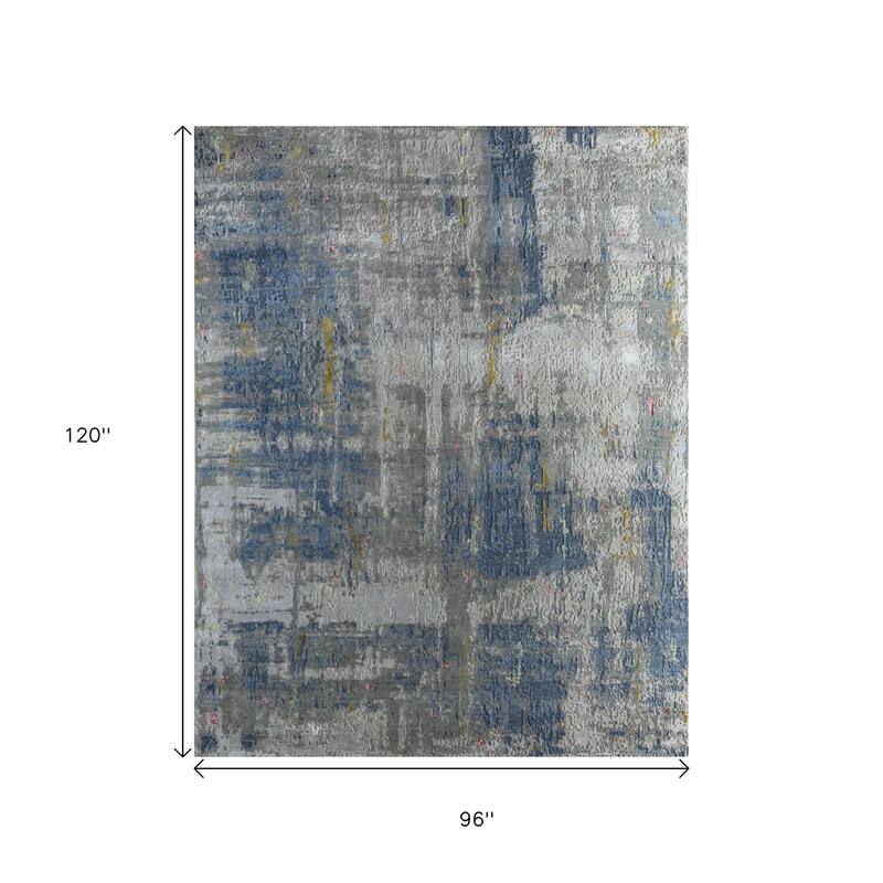 HomeRoots Abstract Contemporary Rectangle Area Rug - 120.00 in. x 96.00 in. x 0.25 in.