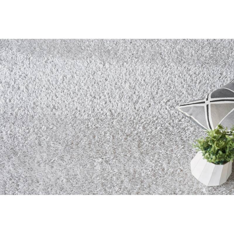 EXQUISITE RUGS Luxe Shag Power-loomed Polyester/Microfiber Taupe Area Rug.