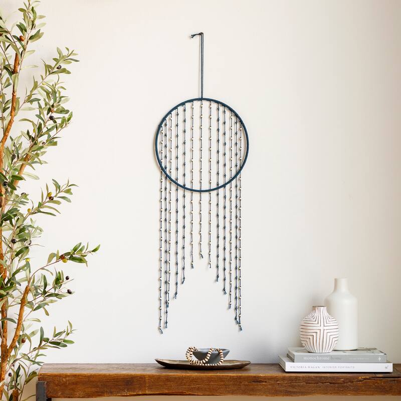 Livabliss Dimitra Beaded Dreamcatcher - 12" x 30" - Blue