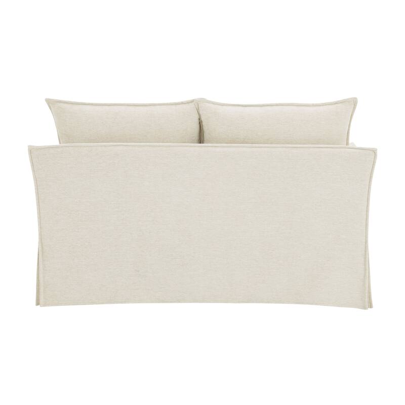 Beige Linen Loveseat W/2 Pillows