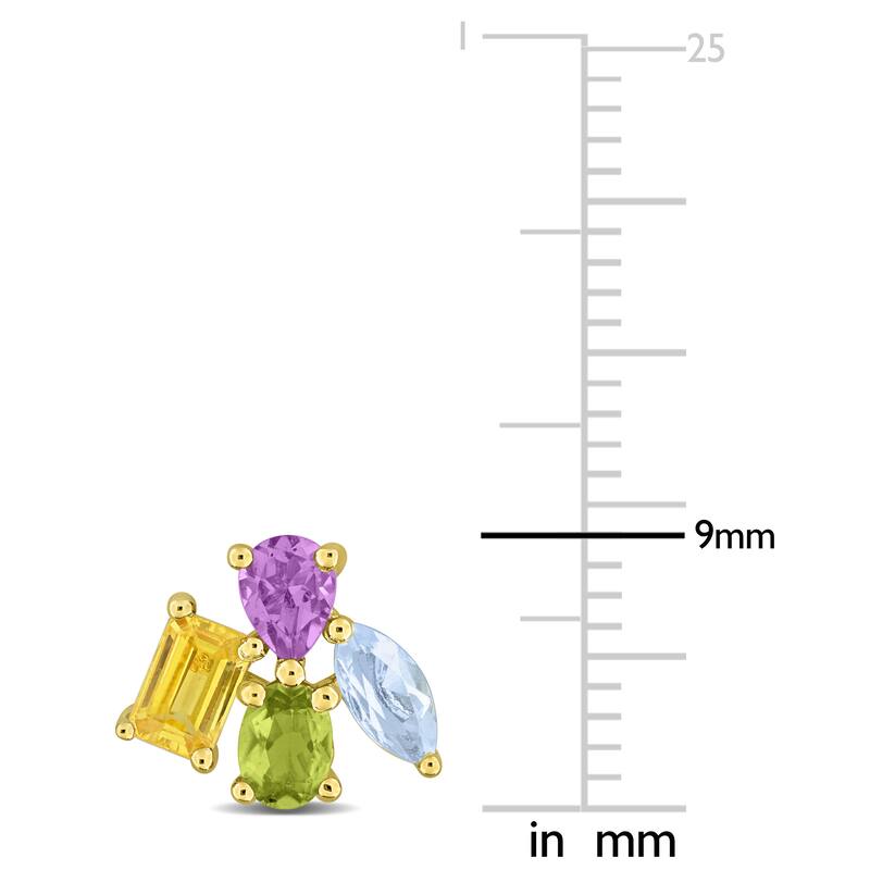 Miadora Multi-Gem Cluster Stud Earrings Sterling Silver