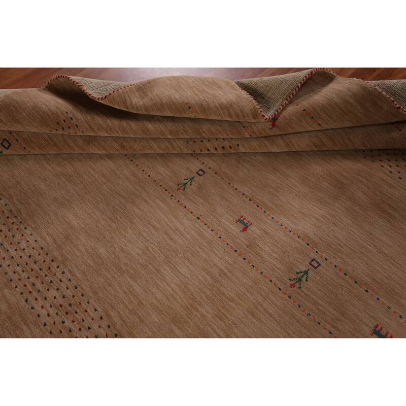 Hand Knotted Oriental 100% Wool Carpet Tribal Tribal Brown Gabbeh Area Rug - 9' 9'' X 8' 2''