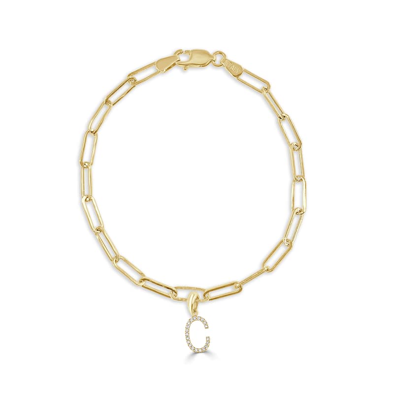 Joelle Collection Initial Bracelet Diamond 1/10 CT. TW 14K Yellow Gold Link Bracelet