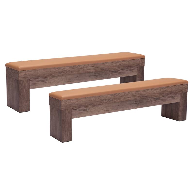 Set of 2 Lac Vieux Storage Bench Brown - Brown
