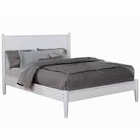 Wooden Eastern King Size Bed with Panel Headboard, White - Bed Bath ...