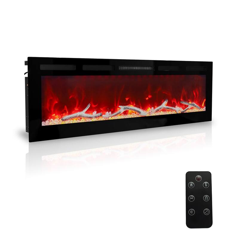 Clihome 30-72Inch Recessed Wall-mounted w/ RC (1500W) Electric Fireplace