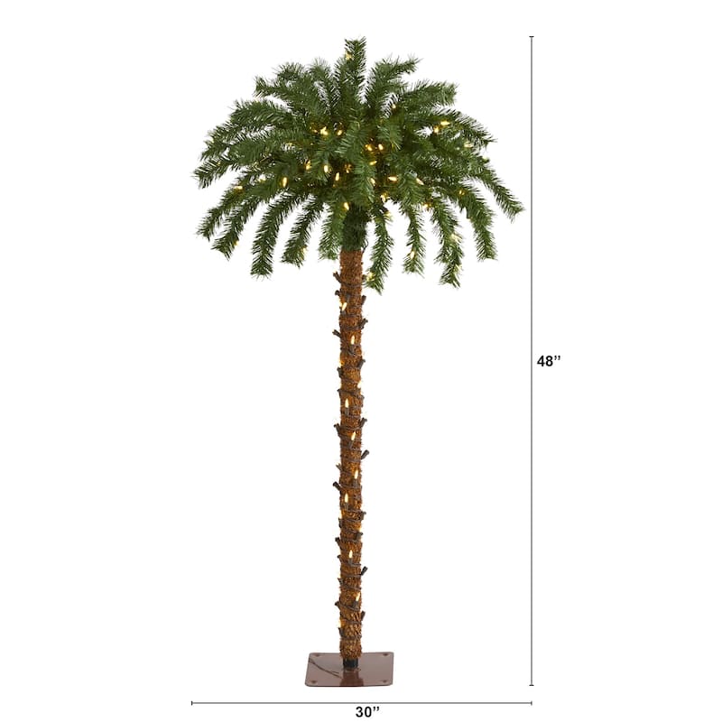 4’ Pre-Lit Artificial Christmas Palm Tree, Clear LED Lights - 4 Foot