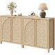 preview thumbnail 8 of 15, Bohemian Arched Rattan Door Sideboard with 2 Adjustable Shelves - 1-Piece