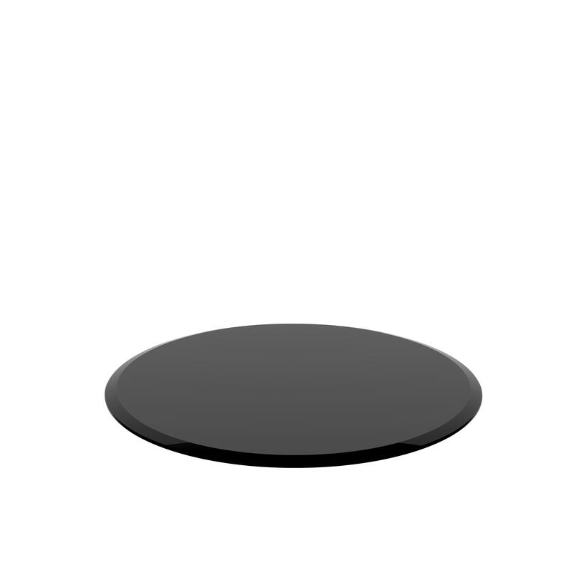 24" Inch Round Tempered Glass Table Top Black Glass 2/5 Inch Thick Beveled Polished Edge