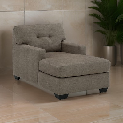 Joey 62 Inch Chaise Chair, Tufted Back, Foam, Chocolate Brown Polyester