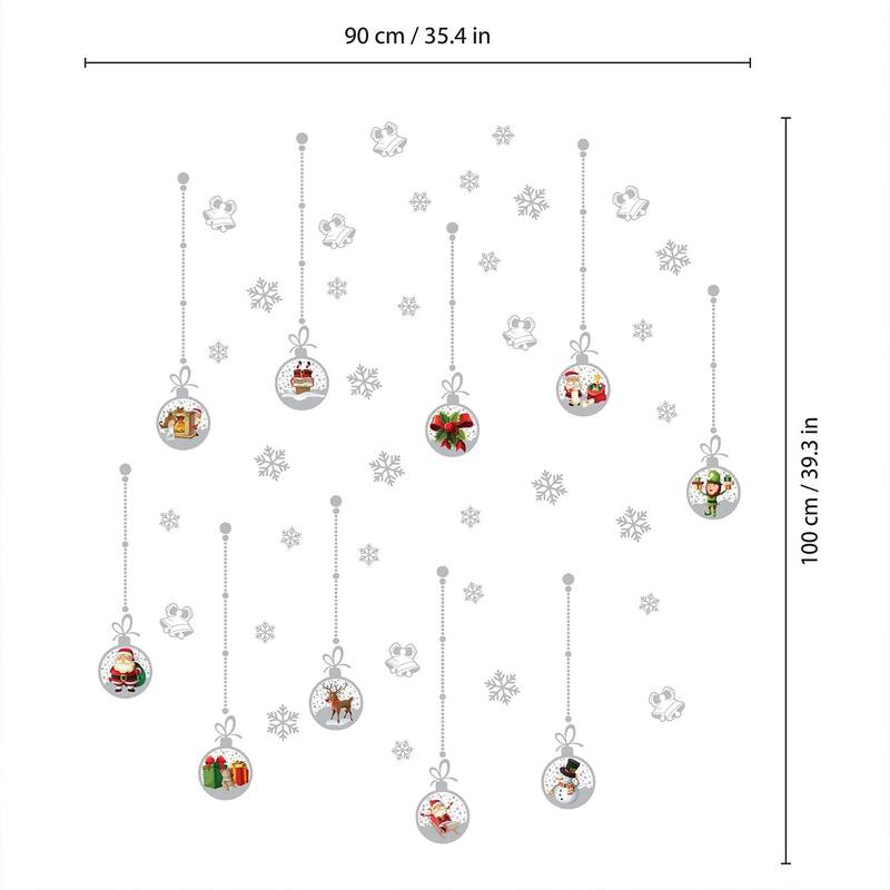 WALPLUS Matt Silver Christmas Ornaments Window Clings Window Decoration Double Sided Reusable Removable Electrostatics PVC