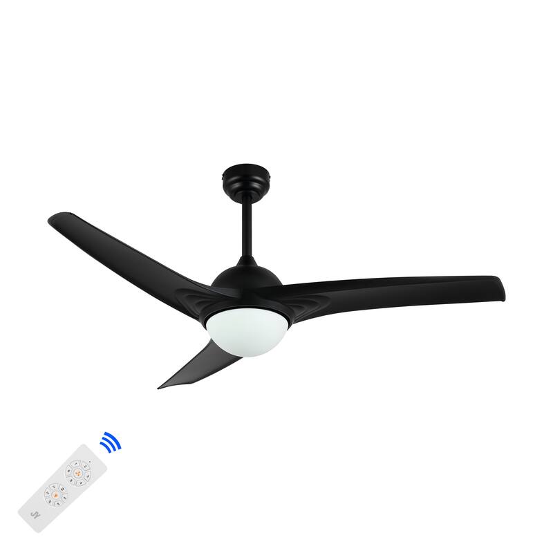 Aviator 52" 1-Light Industrial Iron/Plastic Mobile-App/Remote-Controlled 6-Speed Propeller LED Ceiling Fan, by JONATHAN Y