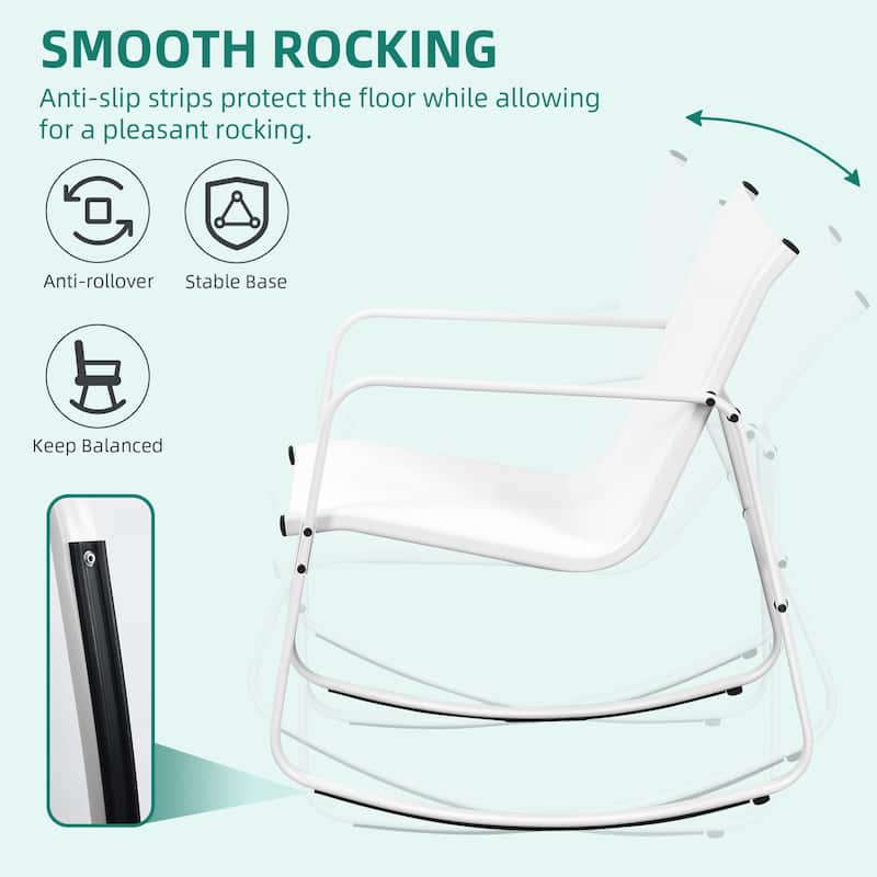 Moasis 3 Piece Rocking Patio Furniture Bistro Set with Chairs and Glass Table