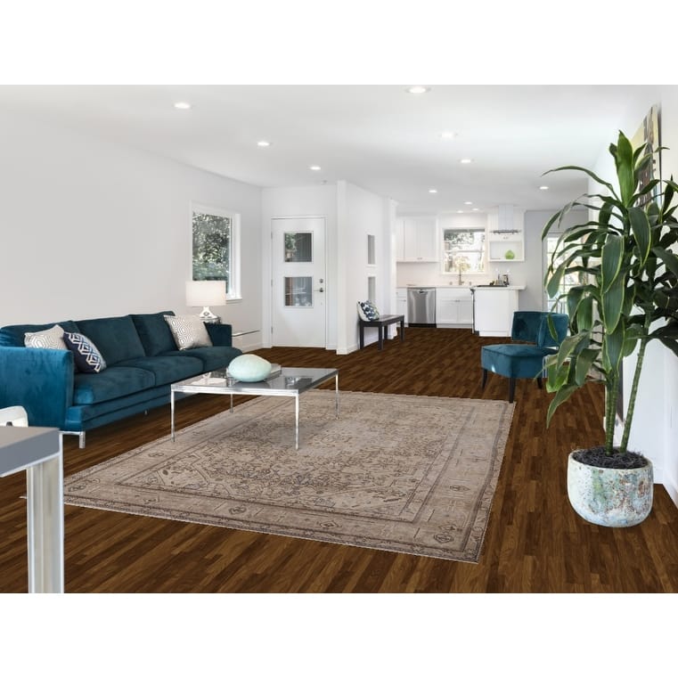 Distressed Tabriz Persian Vintage Area Rug Hand-Knotted Wool Carpet - 6'4" x 9'2"