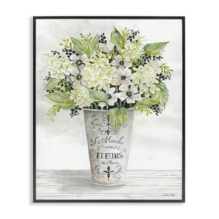 Stupell French Floral Greenery Bouquet Parisian Charm Flowers Framed Wall Art - White