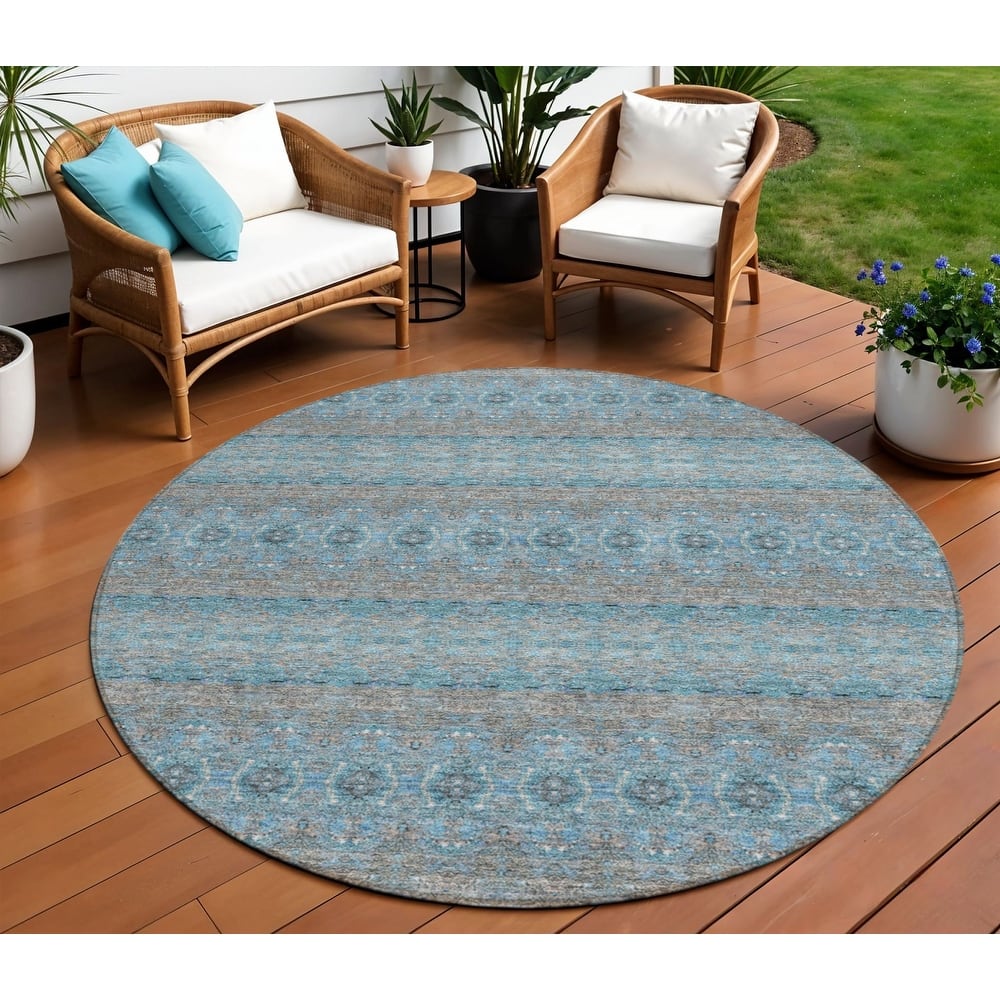 HomeRoots Floral Medallion Transitional Rectangle Outdoor Rug