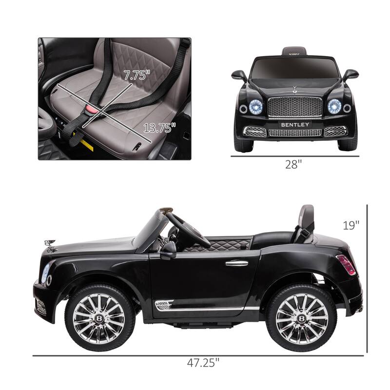 Aosom Bentley Mulsanne 12V Ride on Car, Battery Powered Car with Remote Control, Suspension, Startup Sound, LED Lights