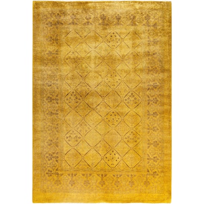 Overdyed One-of-a-Kind Hand-Knotted Area Rug - Yellow - 6' 0" x 8' 8"