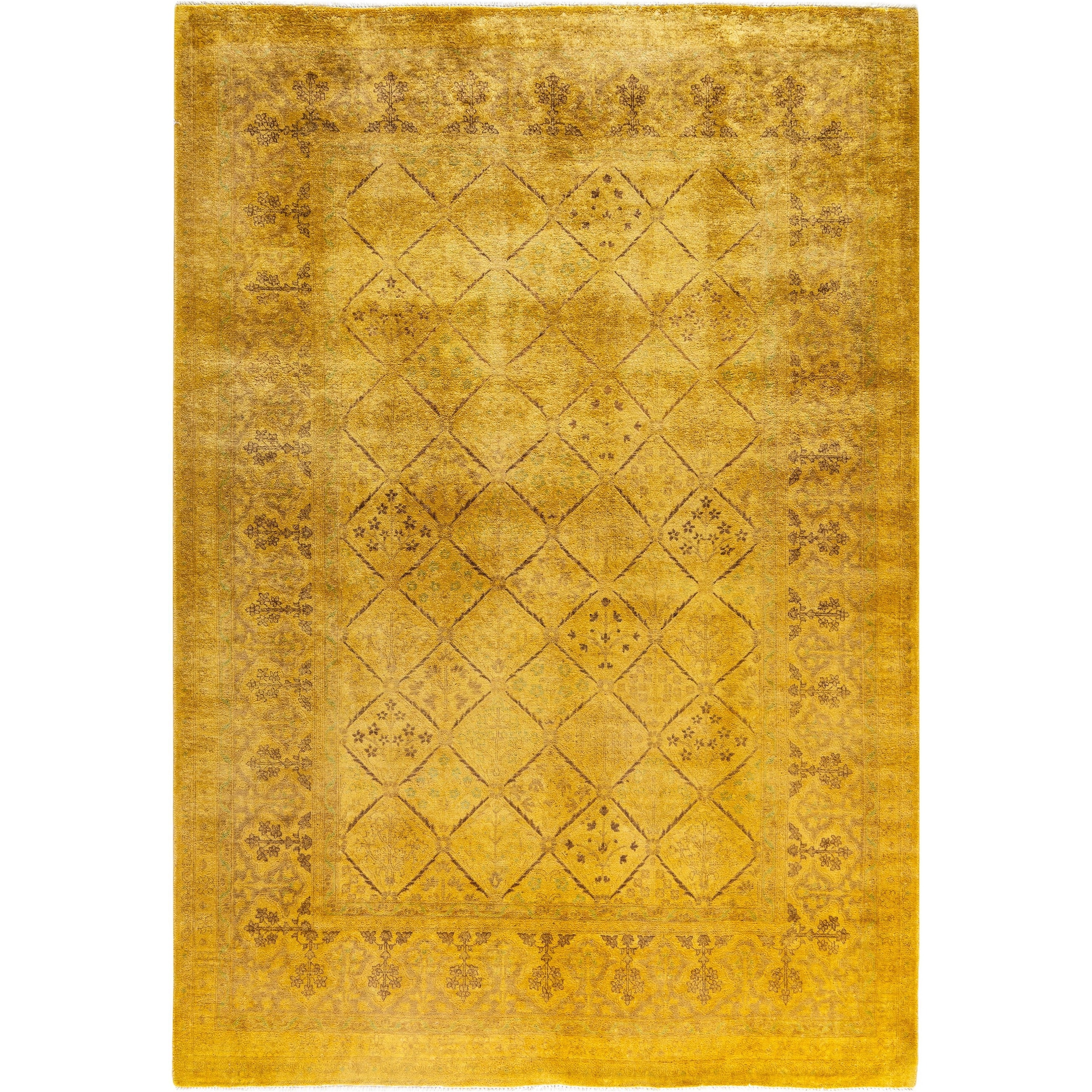 Overdyed One-of-a-Kind Hand-Knotted Area Rug - Yellow - 6' 0" x 8' 8"
