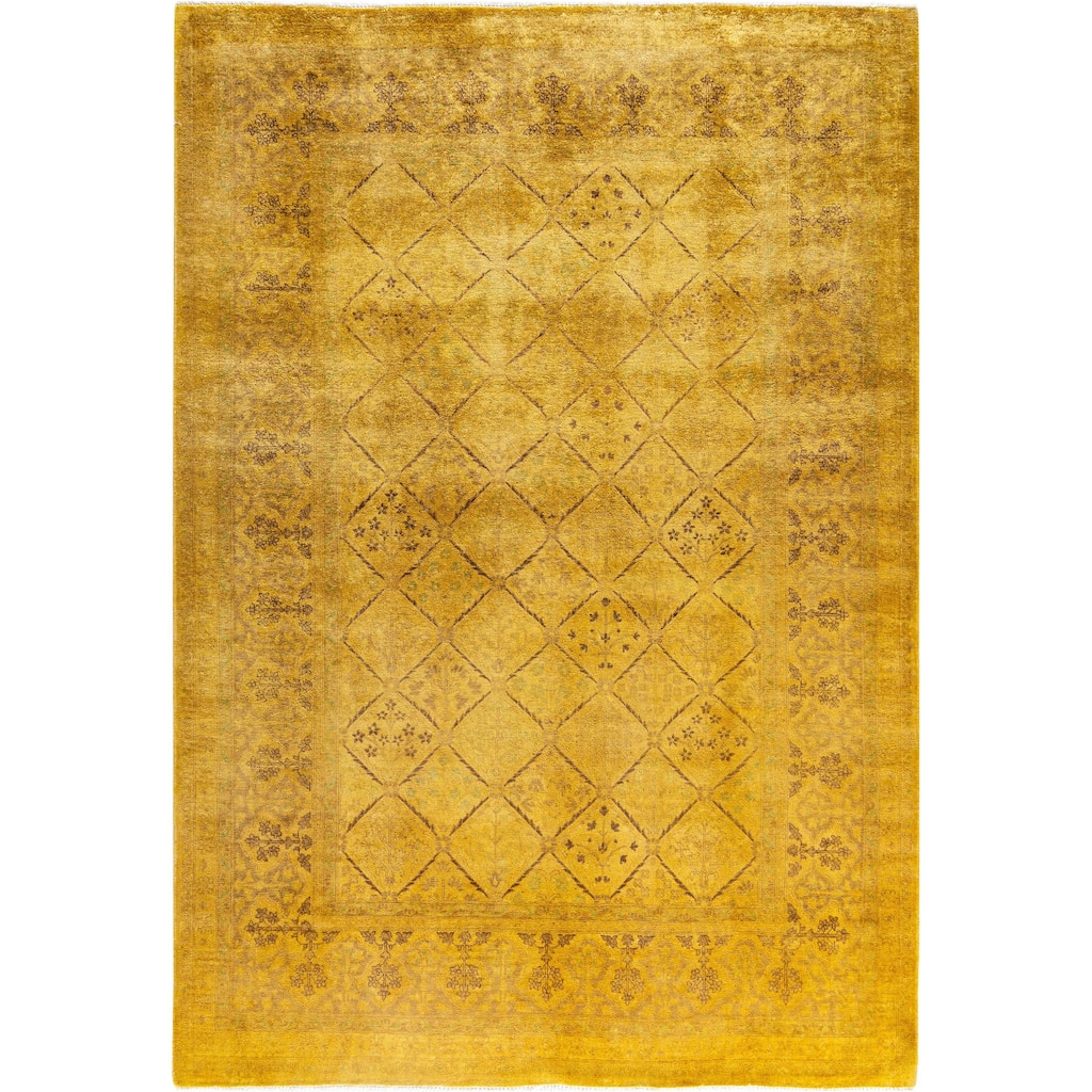 Overdyed One-of-a-Kind Hand-Knotted Area Rug - Yellow - 6' 0" x 8' 8"