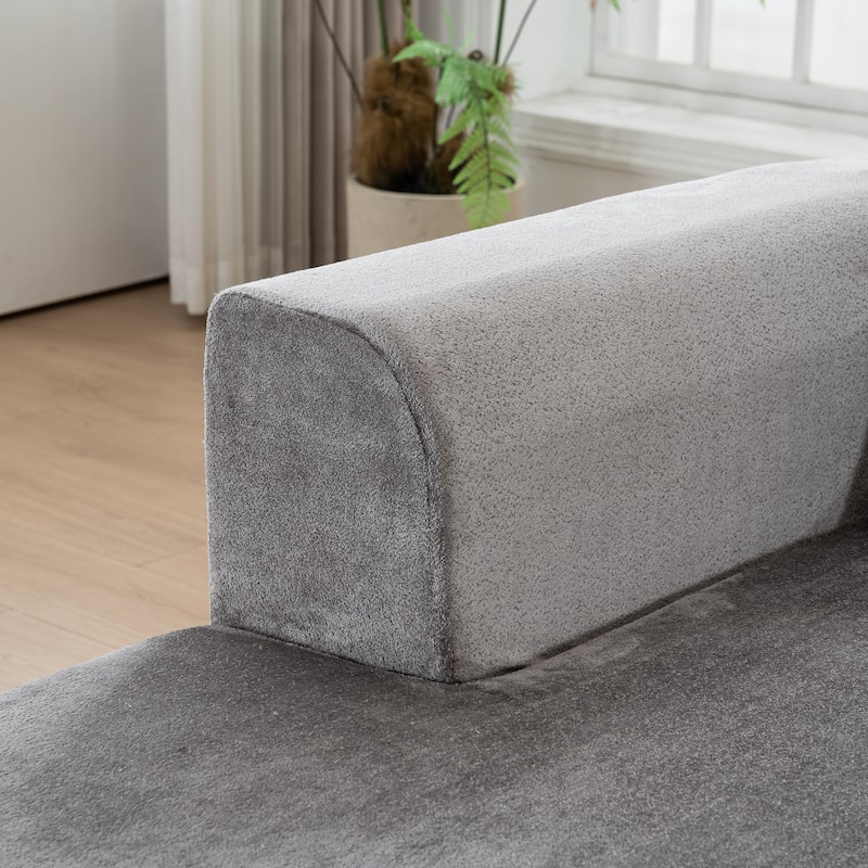 Modular L-shaped Sectional Sofa with Curved Chaise and Deep Seat