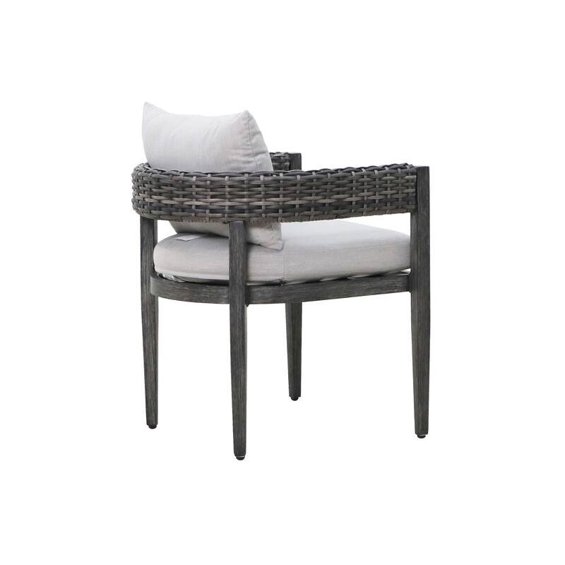 7-Piece Outdoor Patio Woven Dining Set with Gray Cushions