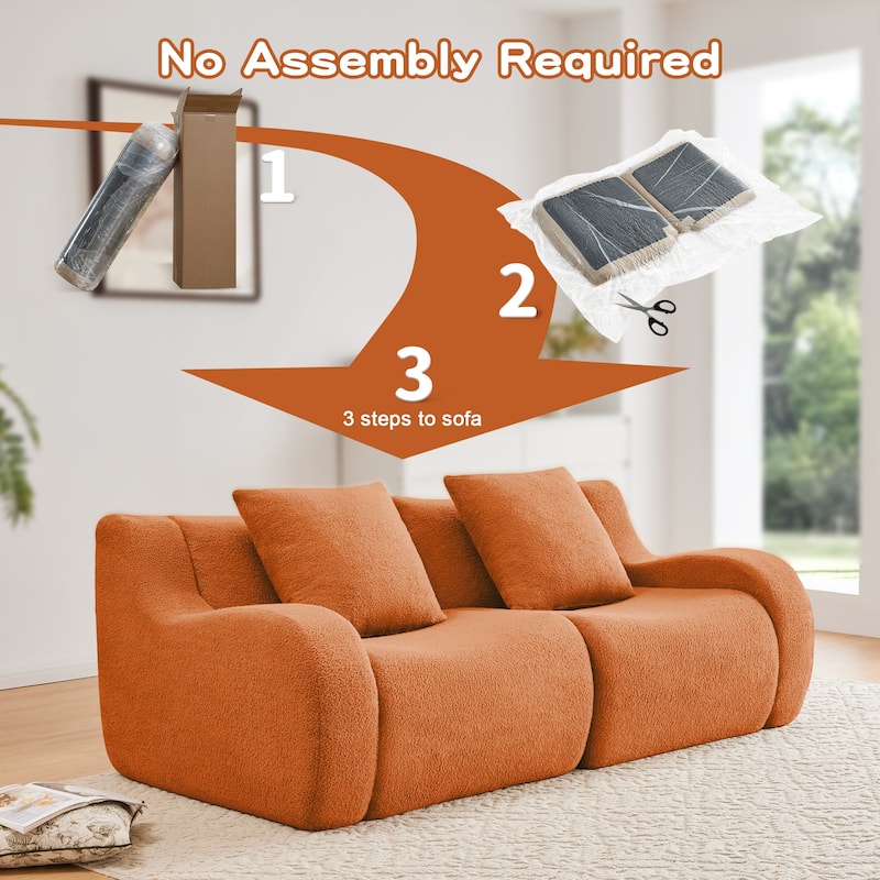 82.7" Floor Loveseat Modern Sectional Couch with Armrests for Apartment, Oversized Teddy Upholstered Living Room Sofa