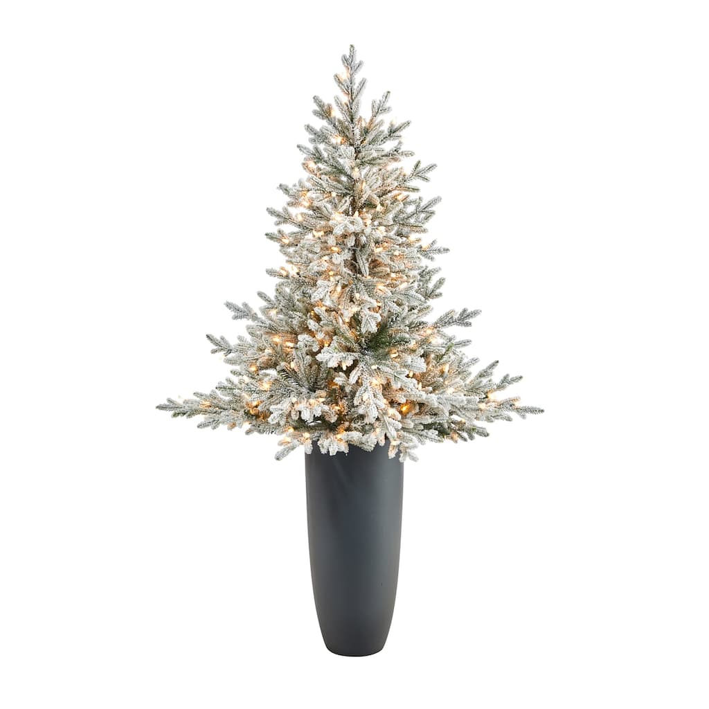 5Ft Fraser Fir Christmas Tree with Warm White Lights - Holiday Decor & Festive Home Accent - Gray - 60