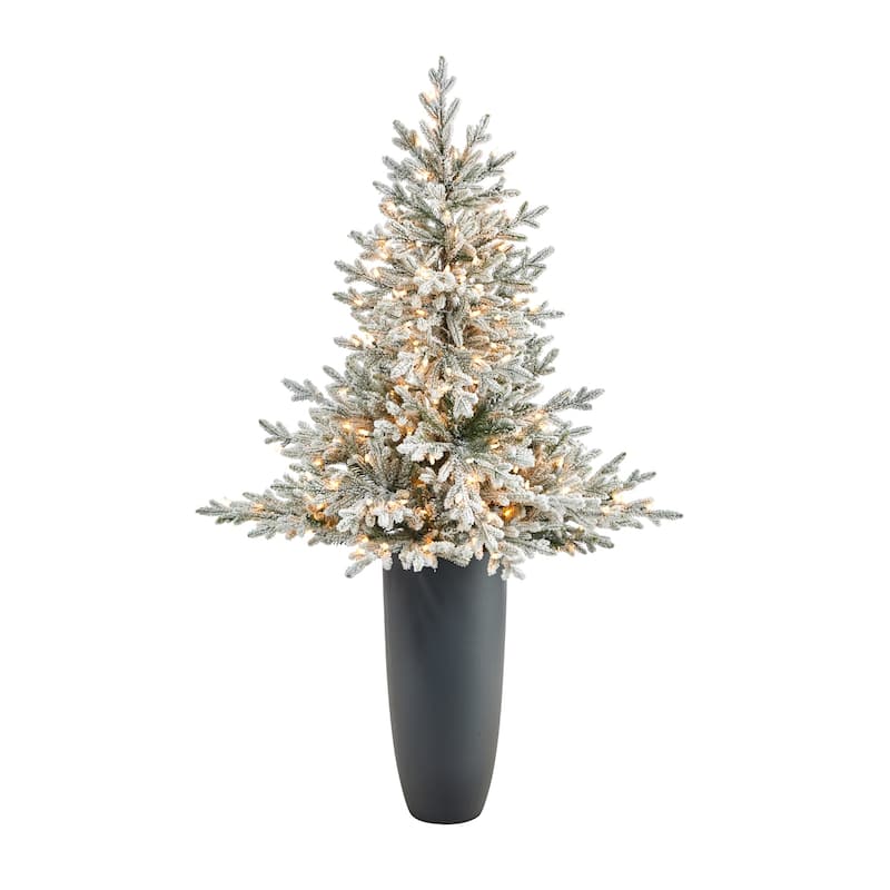 5Ft Fraser Fir Christmas Tree with Warm White Lights - Holiday Decor & Festive Home Accent - Gray - 60