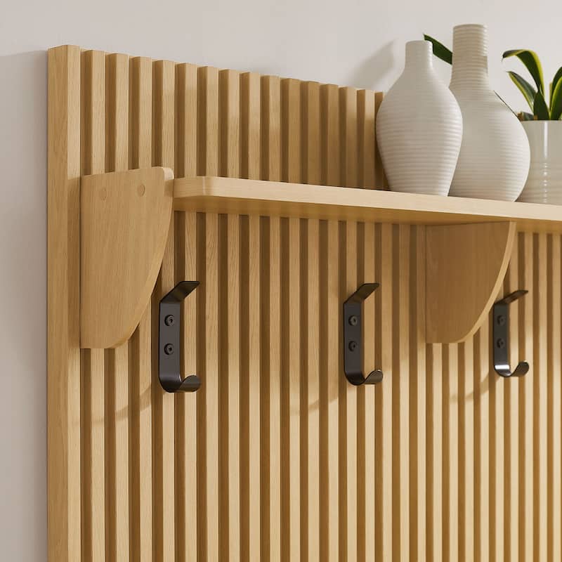 Soma Fluted 3-in-1 Hall Tree With Storage Bench and Coat Rack