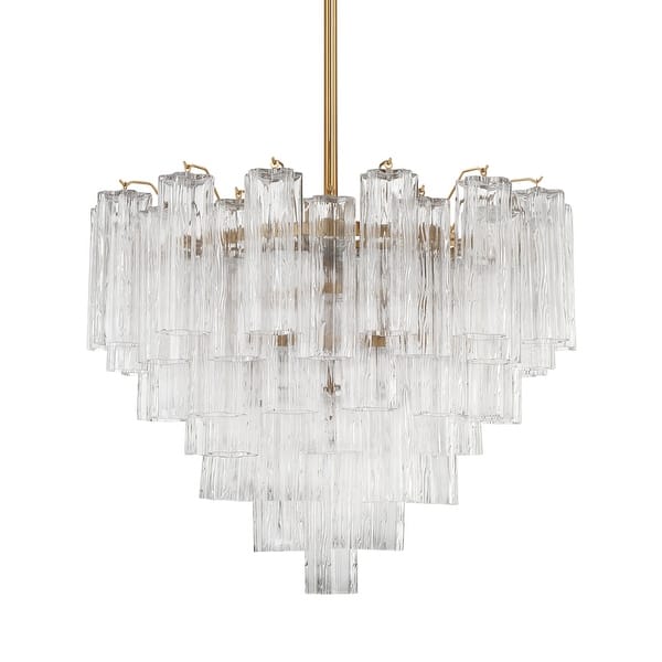 slide 2 of 11, Crystorama Lighting Group ADD-312-CL Addis 12 Light 27" Wide Waterfall Aged Brass