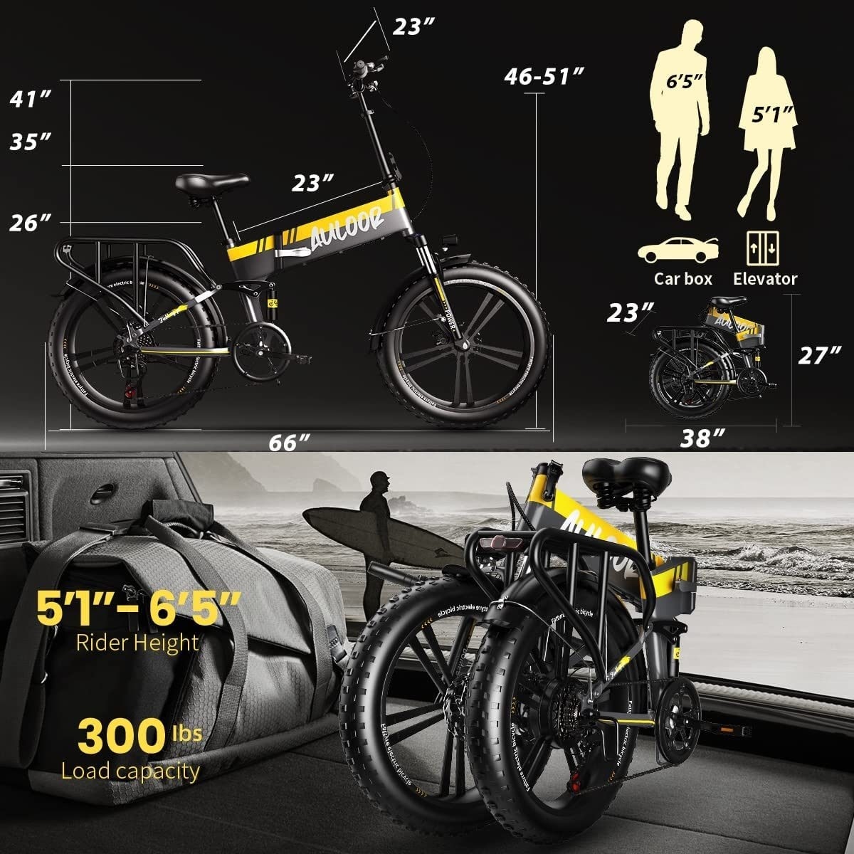 20H1F 750W Foldable Electric Bike with 20'x4'Fat Tire,E Bikes MTB