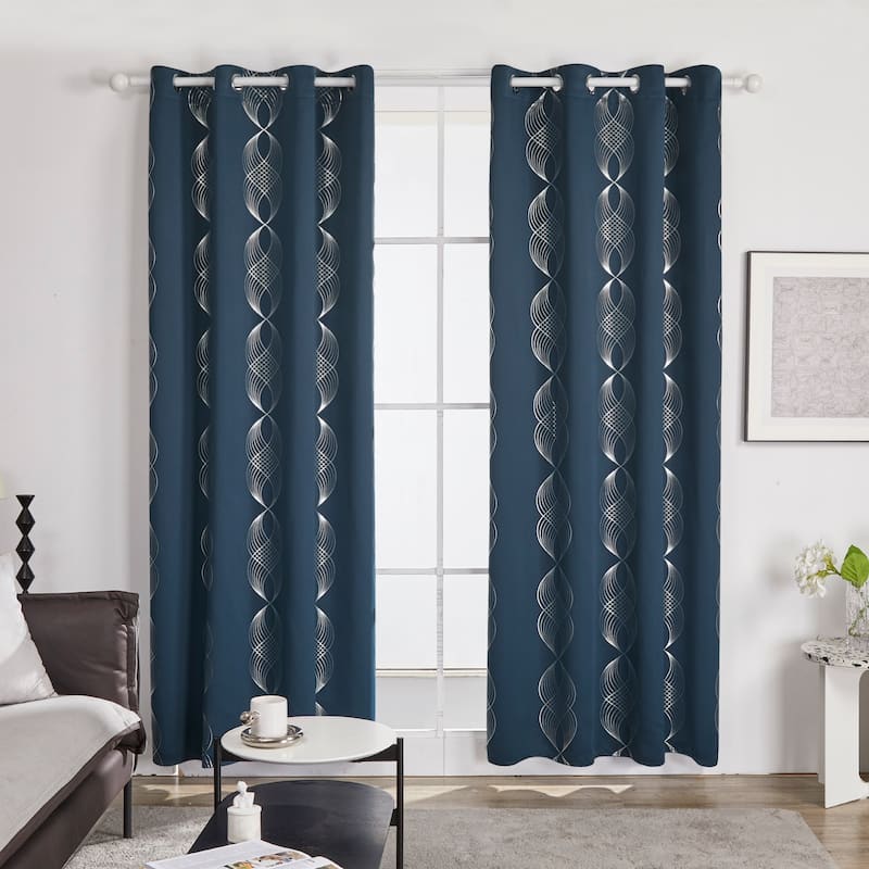 Deconovo Blackout Silver Wave Curtains(2 Panel)
