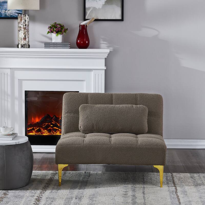 Chenille Single Modular Sofa Bed with Solid Wood Frame for Living Room