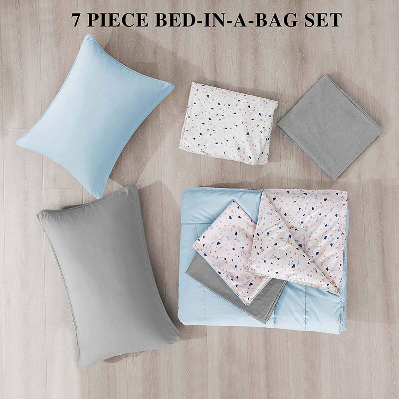 KASENTEX 5 or 7 Piece Bed in A Bag Microfiber Down Alternative Comforter Bedding Set with Sheets and Pillow Cases All Season