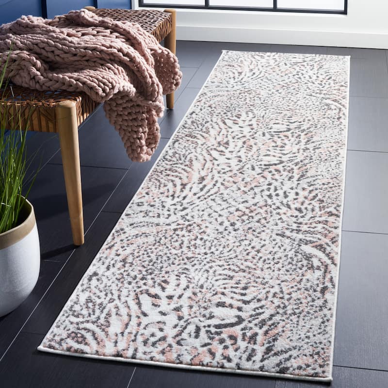 SAFAVIEH Amsterdam Vathsala Modern Abstract Rug - 2'3" x 8' Runner - Ivory/Blush