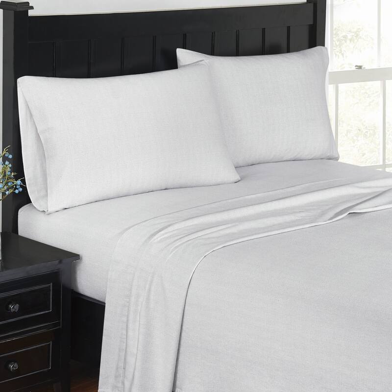 London Fog Solid and Printed Cotton Flannel Sheet Set Collection