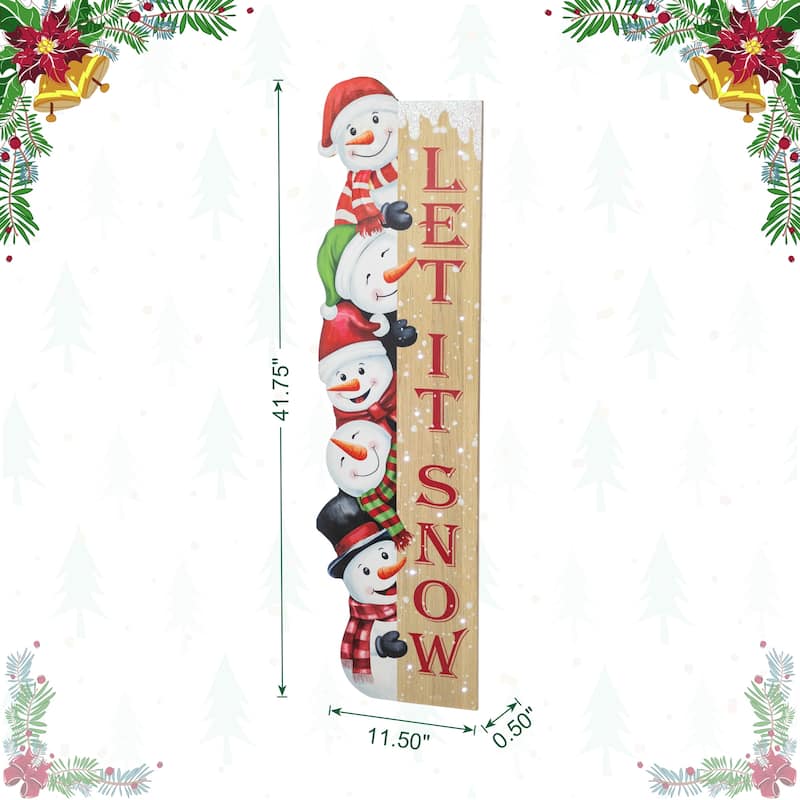Glitzhome 41.75"H Wooden Christmas Snowman Lighting Porch Decor - Multi