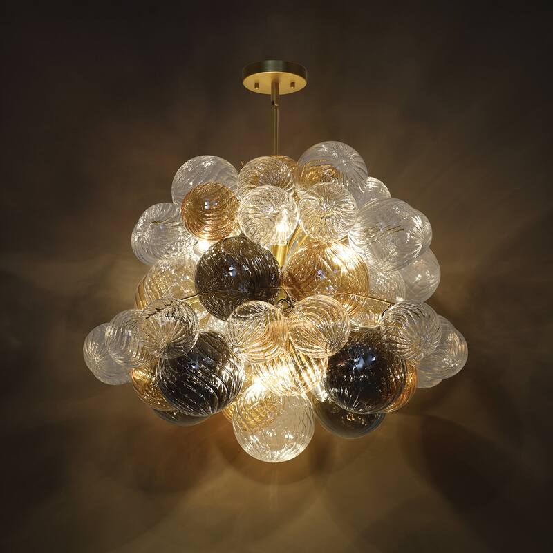 Acroma 8 - Light Modern Glass Bubble Chandelier Flush Mount Ceiling Light