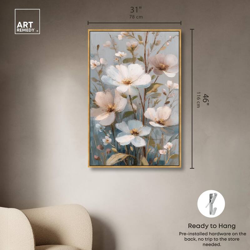 Vintage White Meadow Canvas by Art Remedy