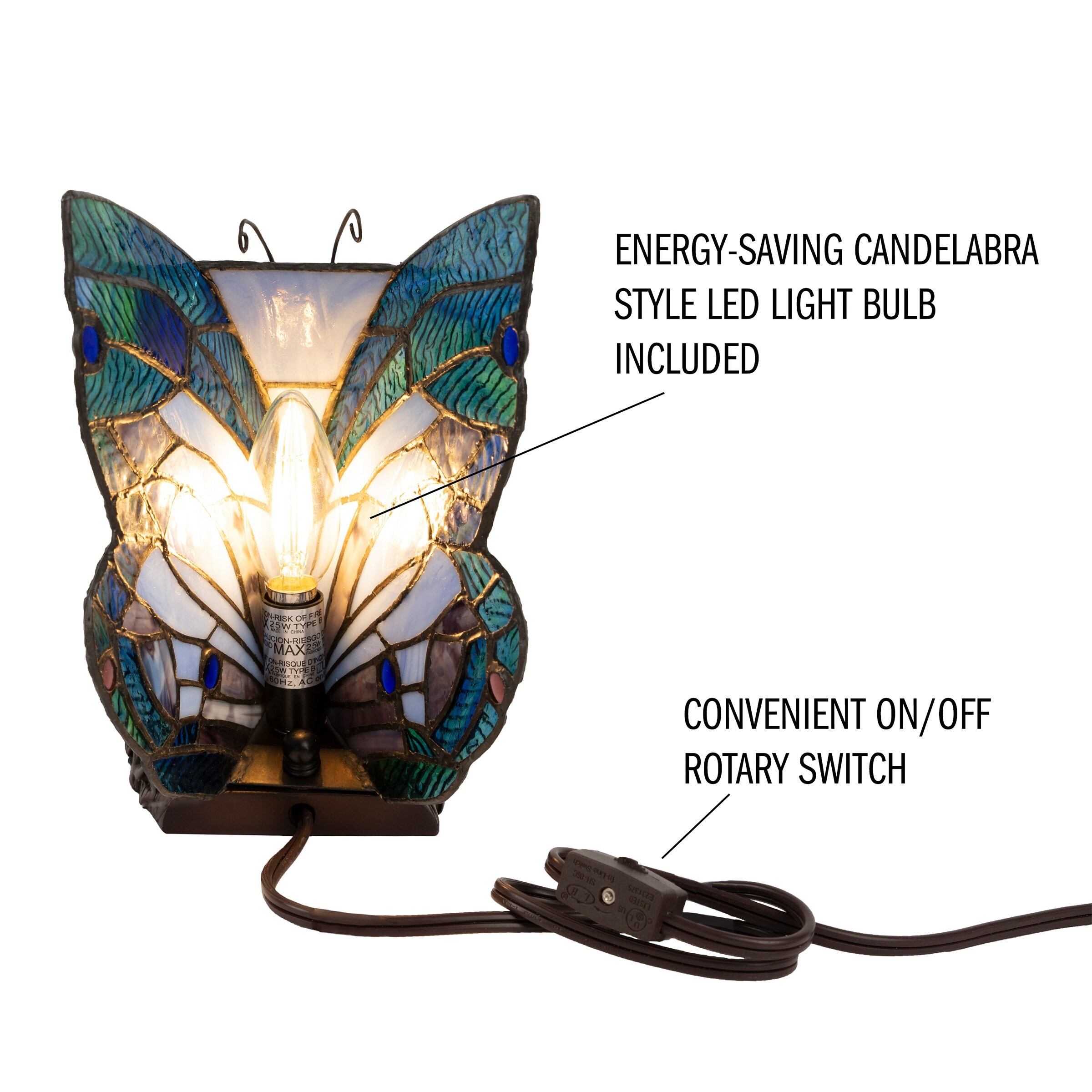 Glass butterfly lamp on sale