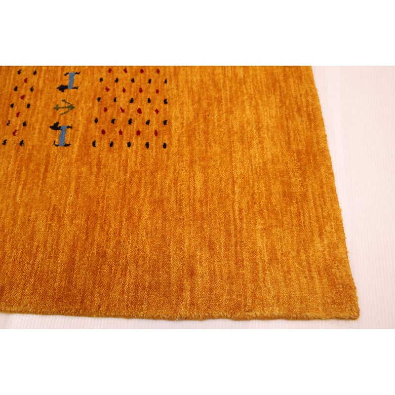 ECARPETGALLERY Hand Loomed Kashkuli Gabbeh Dark Gold Wool Rug - 8'4 x 9'7