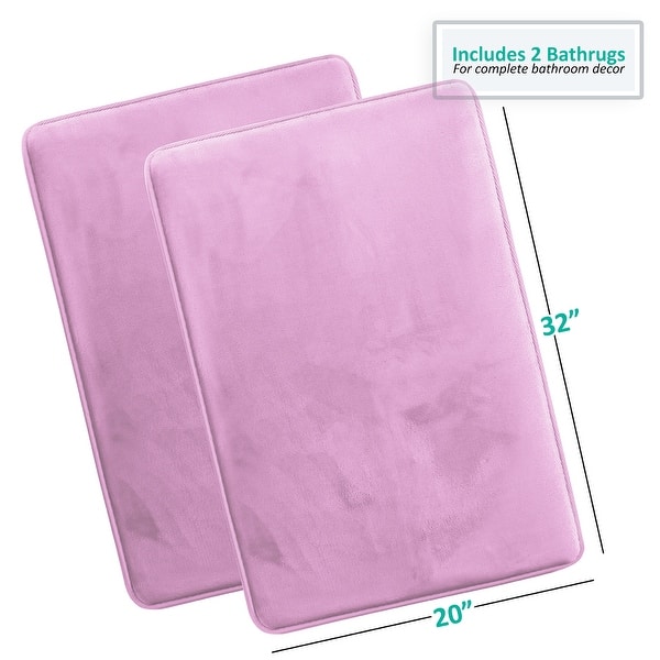 dimension image slide 35 of 58, Clara Clark Ultra Soft Plush Bathroom Rug - Non-Slip, Velvet, Memory Foam Bath Mat - Set of 2